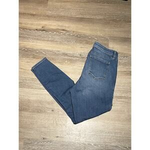 Torrid Sky High Skinny Jeans Women 14 Med Wash Distressed Button Fly Stretch EUC